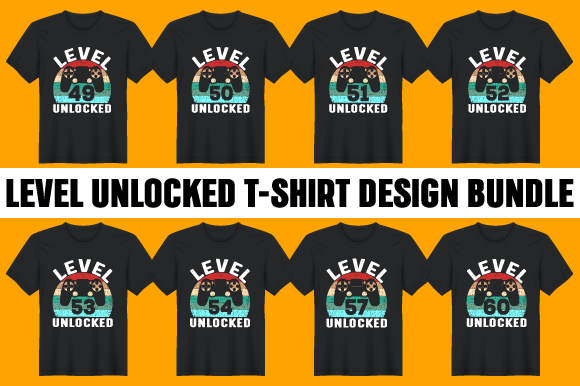 12 Level Unlocked Tshirt Design Bundle