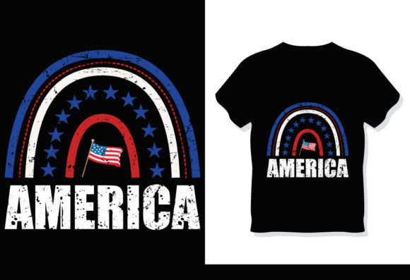 4th July Rainbow Tshirt Design