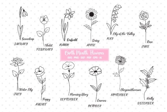 Birth Month Flower Svg Design