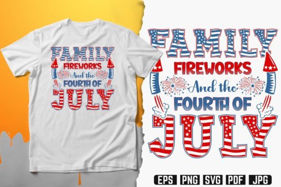 Family Fireworks and the Fourth of July: A Creative T-Shirt Design Vector for Celebrating Independence Day