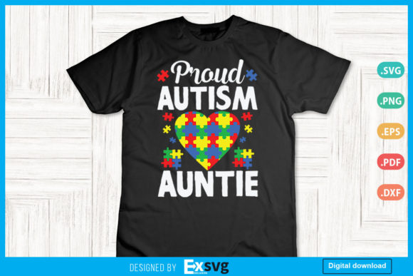 Proud Autism Auntie Autism Awareness Heart SVG and Creative Design Uses